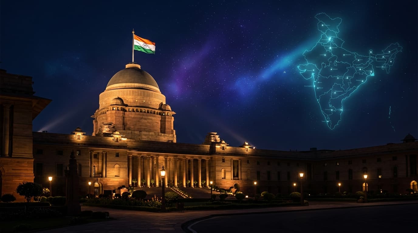 Rashtrapati Bhavan Indian Institutional Dome and India Map